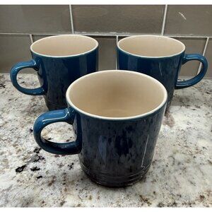NWOT 3 LE CREUSET  12 OZ. COFFEE Mugs Cups DEEP TEAL  2301 Stone wear Cocoa Bar
